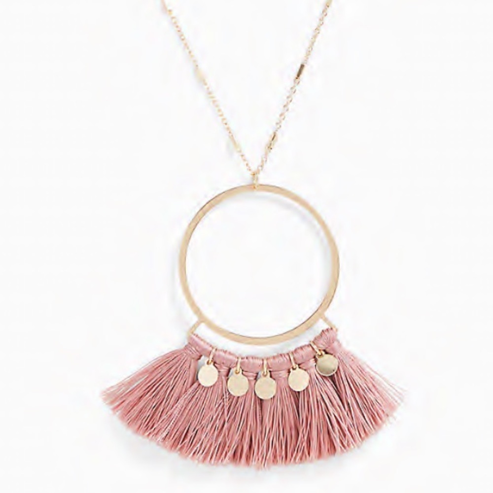 Torrid Gold Tone & Rose Fringe Pendant Necklace